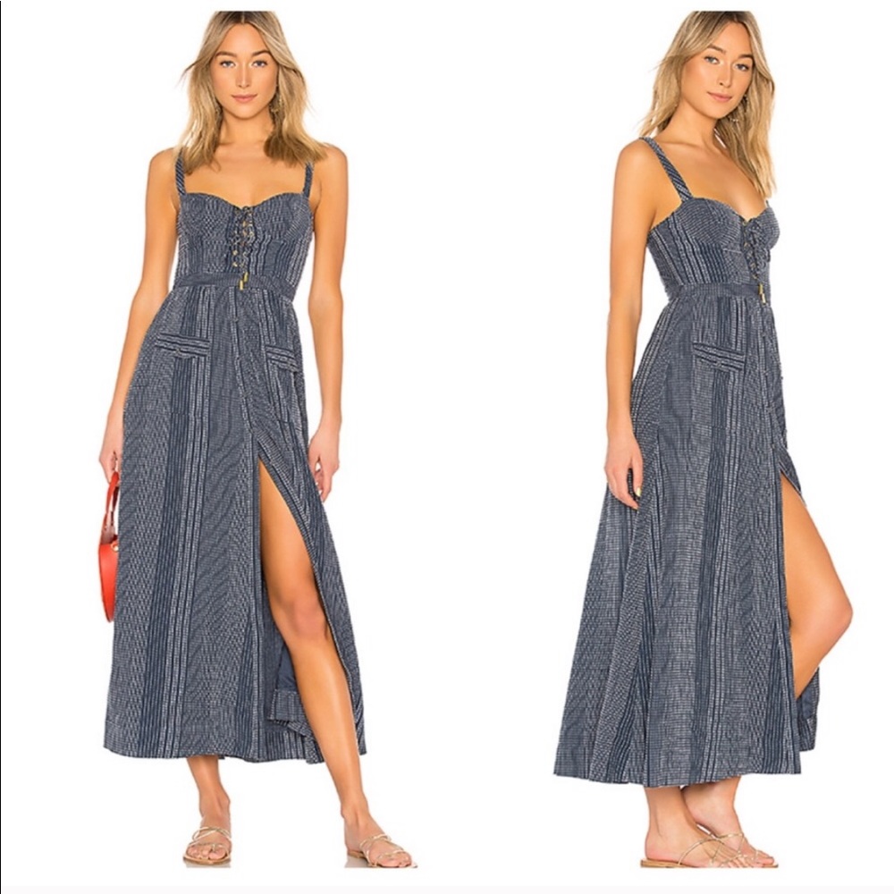 House of Harlow 1960 Nadia Maxi Dress Navy Stripe
